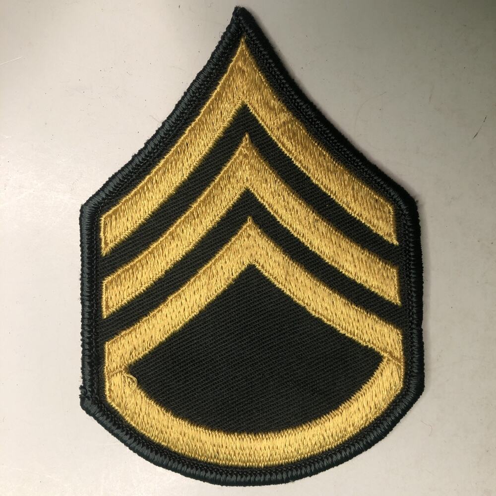 Vintage US Army Staff Sergeant E-6 Sew On Embroidered Patch 4.5x3"